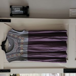 THML Gray and Purple Embroidered Dress